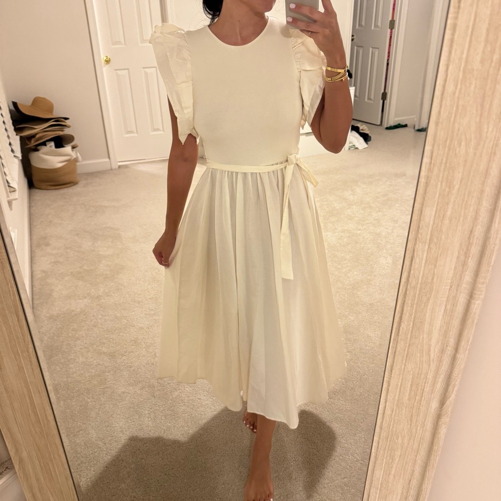 Zara belted ruffle mix dress